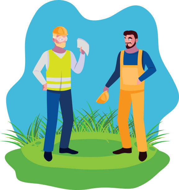 男性建筑工人，草坪上的建筑工人图片下载