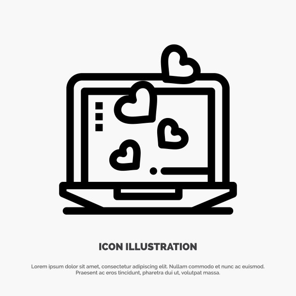 笔记本爱心婚礼线图标图片下载