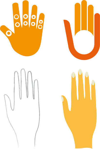 四个不同风格的平右手图片下载