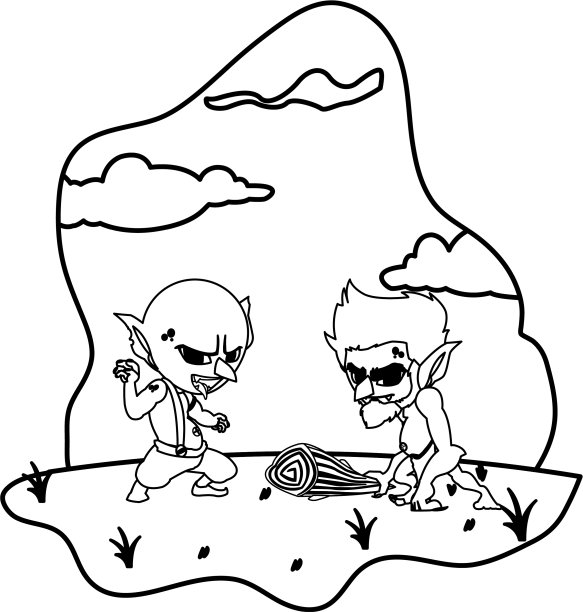 丑陋的巨魔和穴居人侏儒在营地魔法图片下载