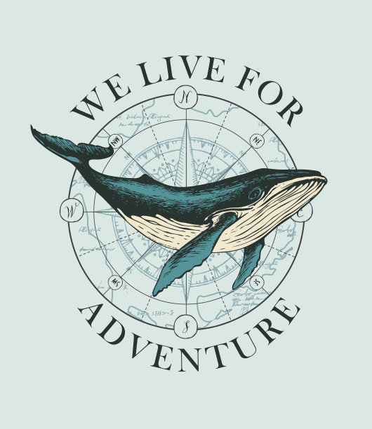 手绘横幅与风上升和大鲸鱼图片下载