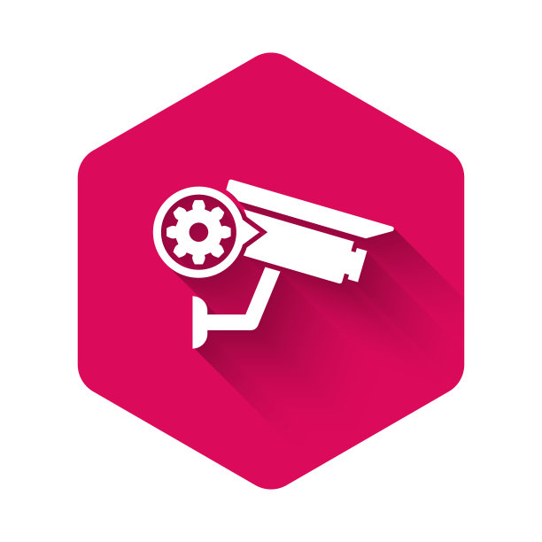 白色安全摄像头和齿轮图标隔离图片下载