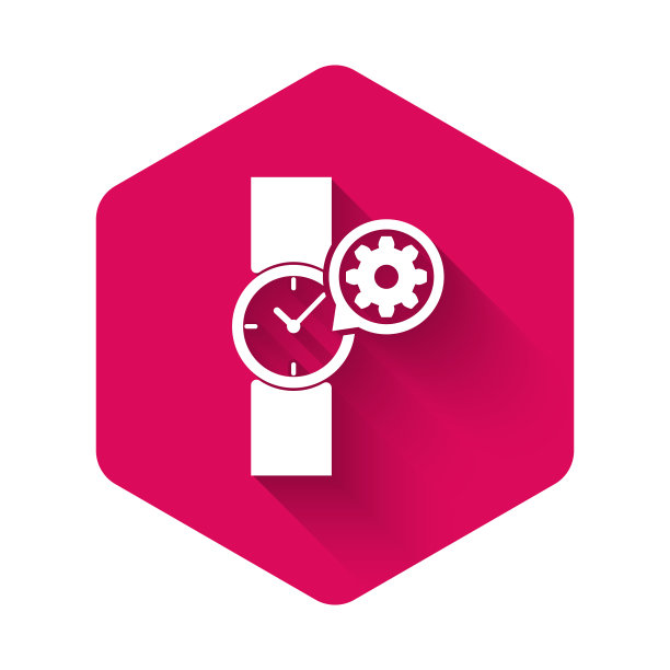 白色腕表与齿轮图标隔离与长图片下载