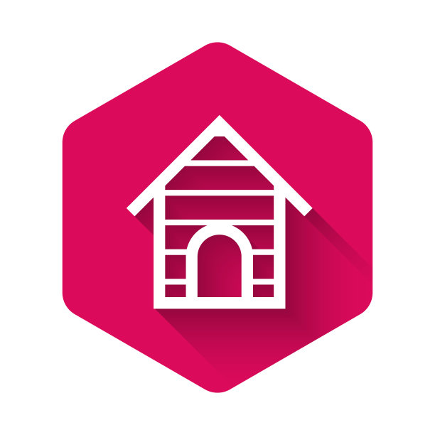 白色狗屋图标孤立与长影子图片下载