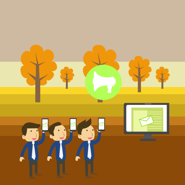 三个男性关心手机与电子邮件图标图片下载