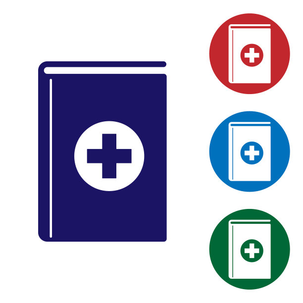 蓝色医疗书图标孤立在白色图片下载