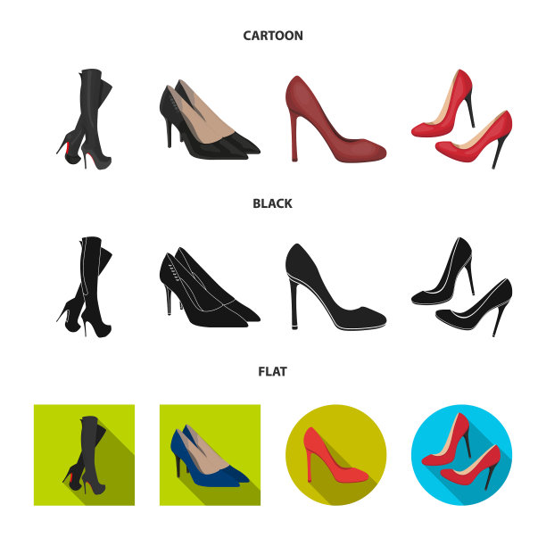 设计鞋跟和高标志设置鞋跟图片下载