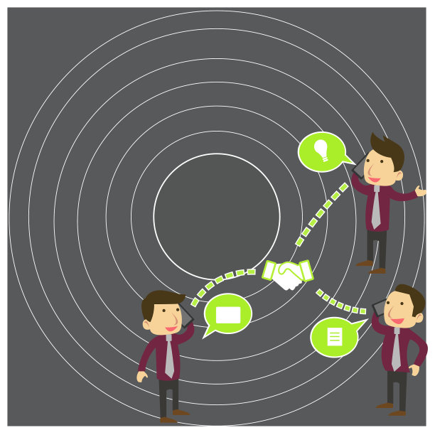 三个手持移动设备的年轻商人图片下载