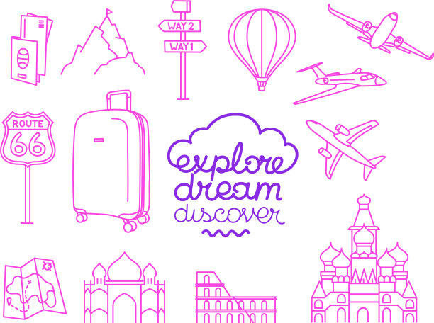 探索梦想发现旅行对象线性图片下载