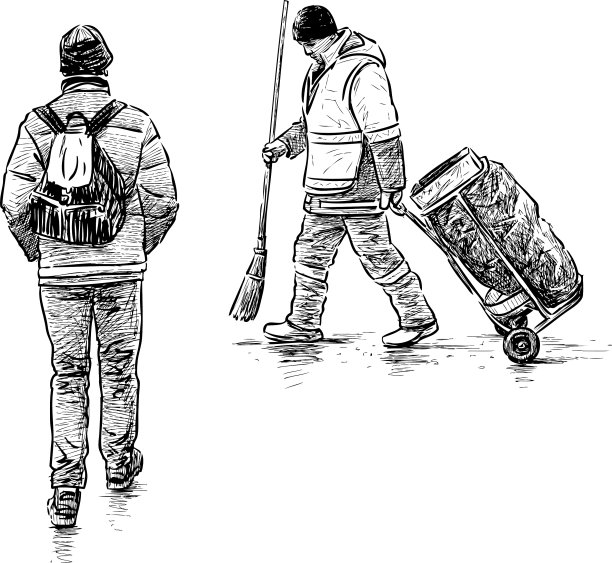 行人及街道清洁剂图片下载