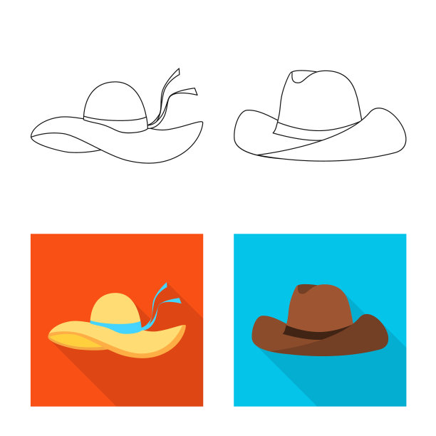 隔离对象服装和帽子的图标集图片下载