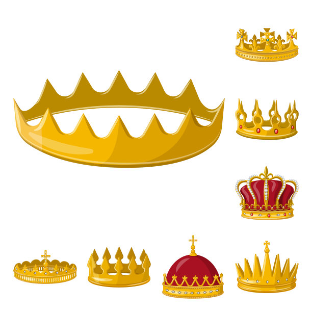 孤立对象君主和金色标志集图片下载