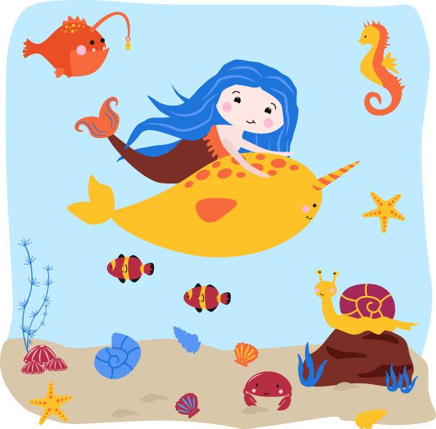 有美人鱼和剑鱼的海报图片下载