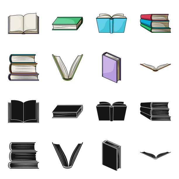 设计图书馆和教科书符号集图片下载