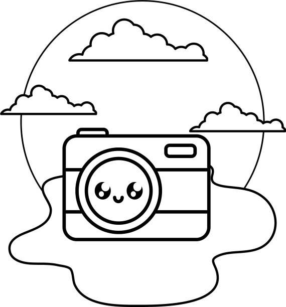 海滩上的相机卡哇伊图片下载