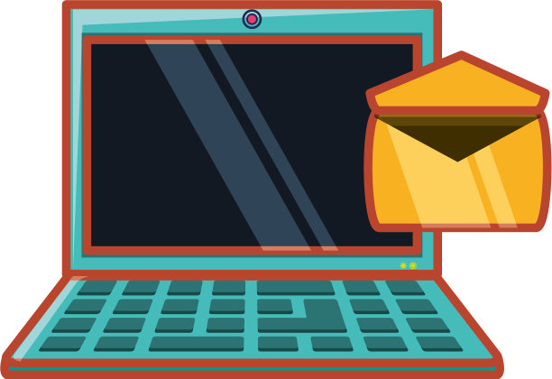 带信封电子邮件的笔记本电脑图片下载