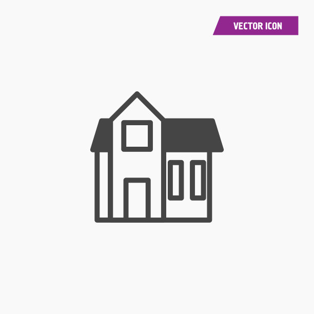 黑色线条的大现代别墅别墅图标图片下载