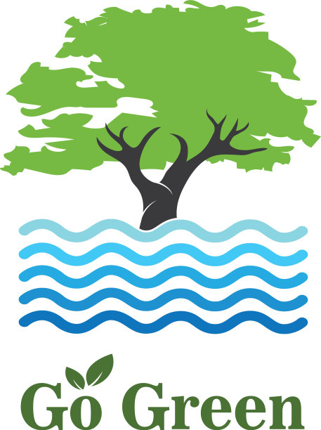 树和水的象征和图标去绿色生态图片下载