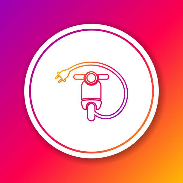 彩色电动滑板车线图标隔离上图片下载