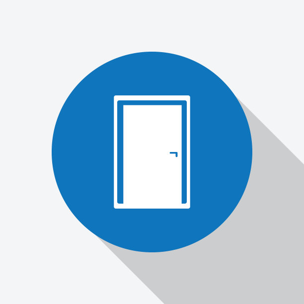 白色门的图标在蓝色圈与阴影图片下载