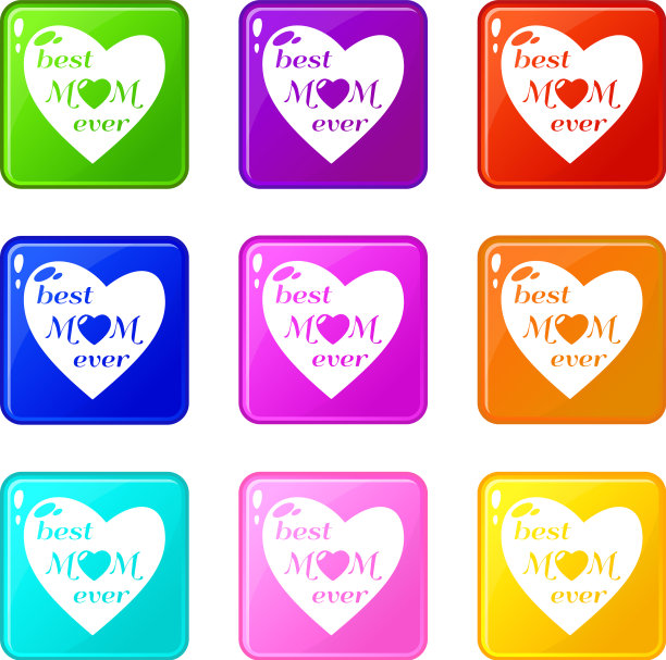 最好的母亲图标9颜色集合图片下载