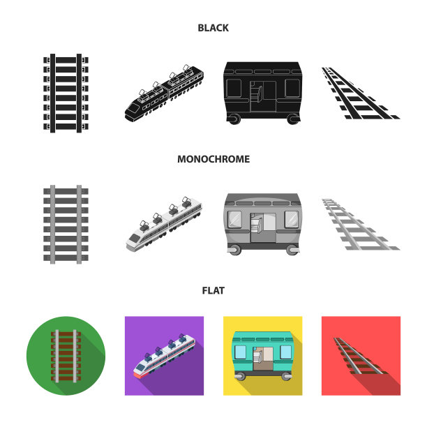 隔离对象铁路和火车图标集图片下载