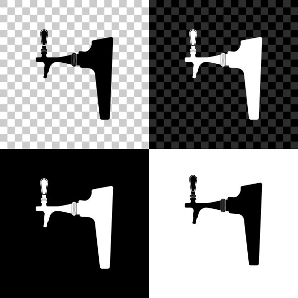 啤酒龙头图标孤立在黑白和图片下载