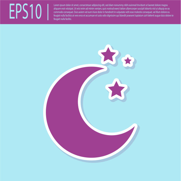 紫色月亮和星星的图标孤立图片下载