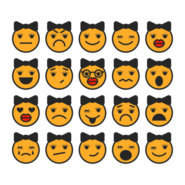 女孩微笑着，睫毛，嘴唇和头发蝴蝶结图片下载