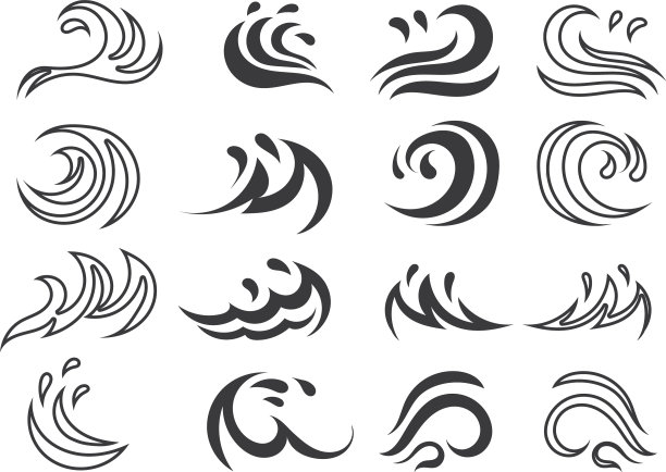 水波标志模板符号自然线条图片下载