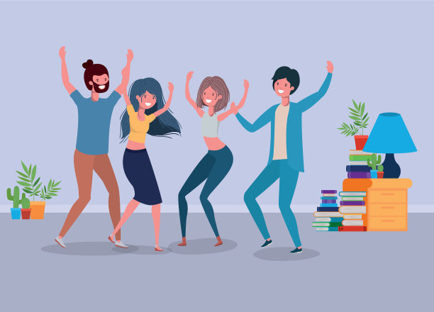 年轻人在客厅跳舞图片下载