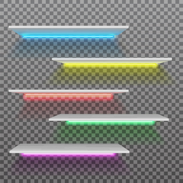 空的白色塑料架子上放着霓虹灯图片下载