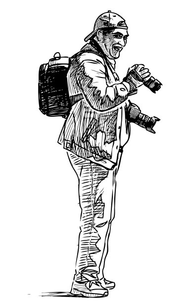 给一个开朗的专业摄影师素描图片下载