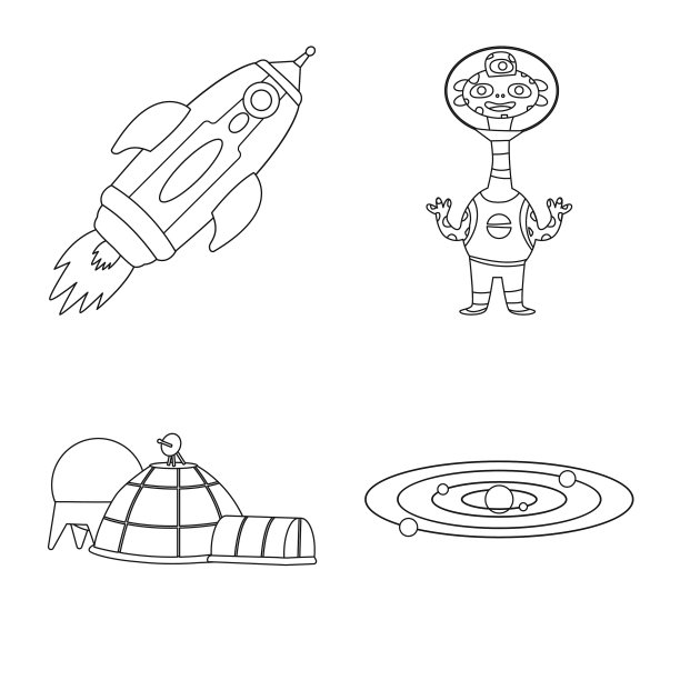 隔离物体空间和星系图标的集合图片下载