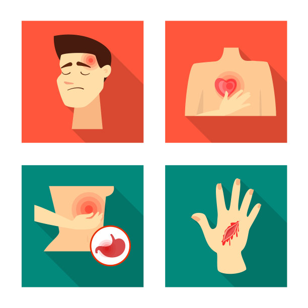 孤立物体伤害和伤口图标集图片下载