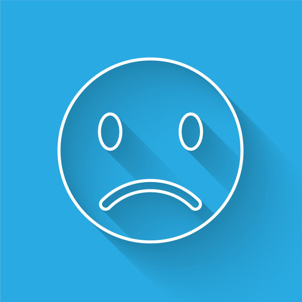 白色悲伤的微笑线图标孤立与长图片下载