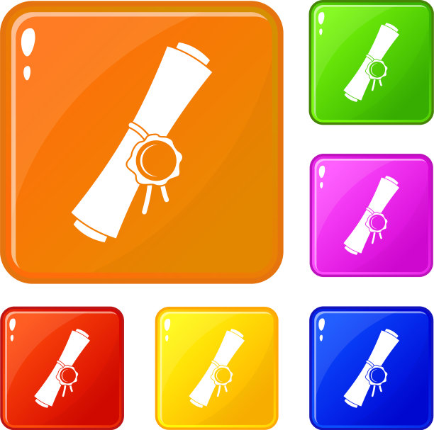 旧卷纸与红蜡印章图标集图片下载