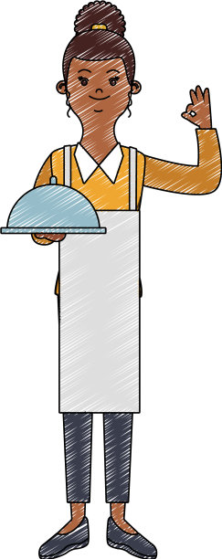 侍者用盘子涂鸦图片下载