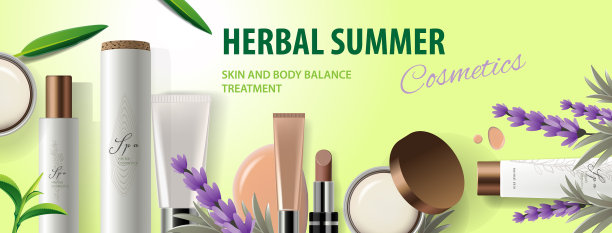 网横幅草本夏季有机化妆品图片下载