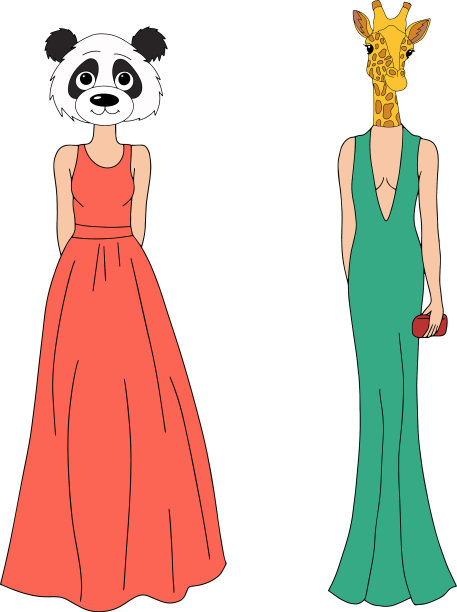 女孩与动物的头-时尚和风格图片下载