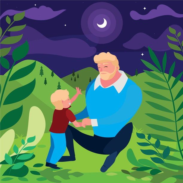 父亲和儿子在田地里图片下载