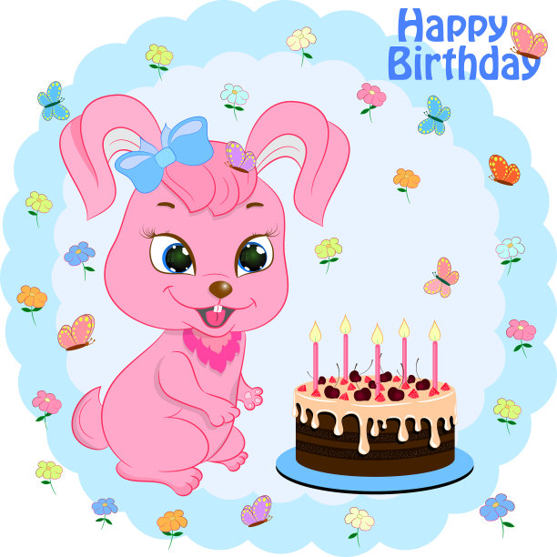 带小兔子的生日贺卡图片下载