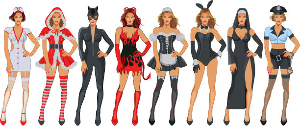 性感的女人套装上的白色背景图片下载