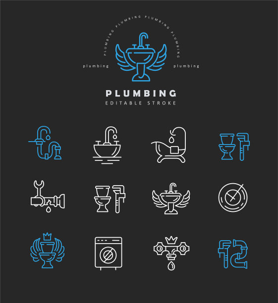 图标和标志的管道可编辑的大纲图片下载