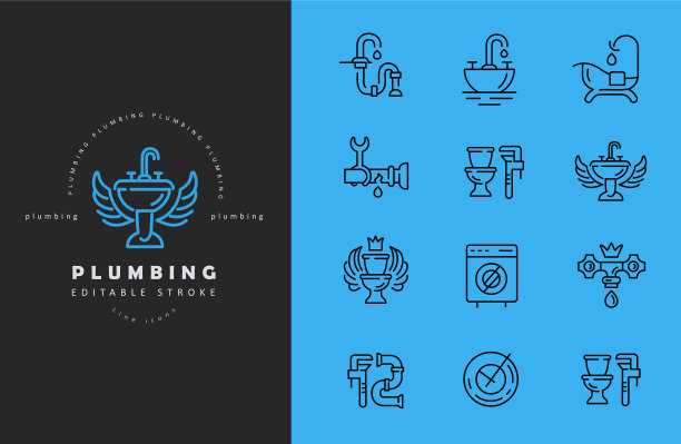 图标和标志的管道可编辑的大纲图片下载