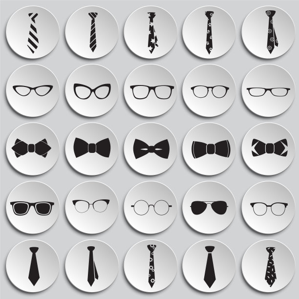 时尚的配件，领带蝴蝶结眼镜设置图片下载