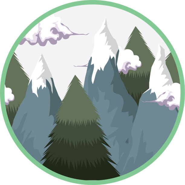 景观以雪山为圆形框架图片下载