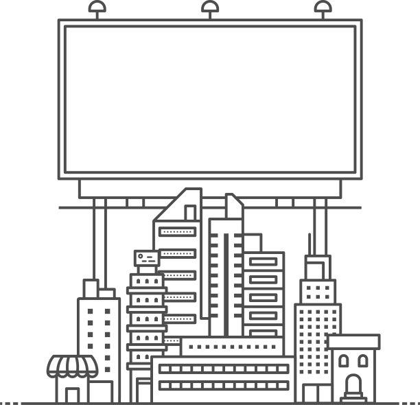 商业城市和广告牌广告建筑图片下载