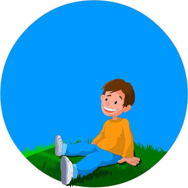 快乐的孩子坐在草地上，男孩坐着孩子图片下载