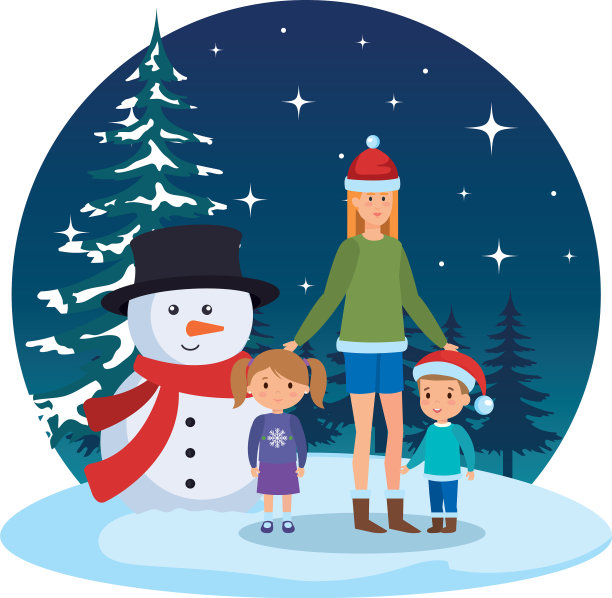 妈妈和孩子们穿着圣诞服装图片下载